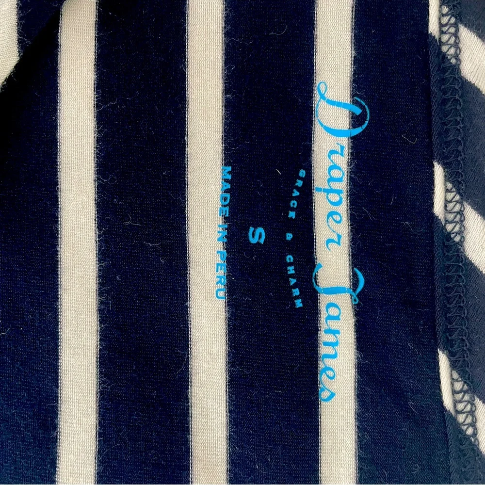 DRAPER JAMES Women's Supersoft Loose Fit Striped Tee Shirt Blue White Siz Small - Picture 4 of 6